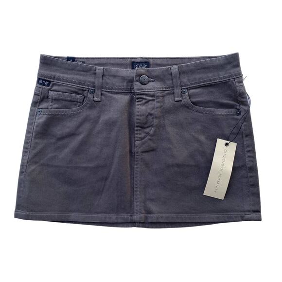 New Citizens Of Humanity Women Waxed Gray Jean Denim Micro Mini Skirt Size 30 - Picture 5 of 11